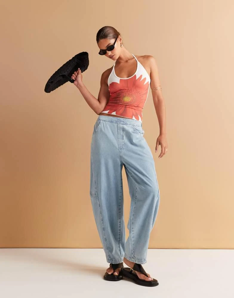 ASOS ASOS DESIGN soft harem jeans in mid blue 1