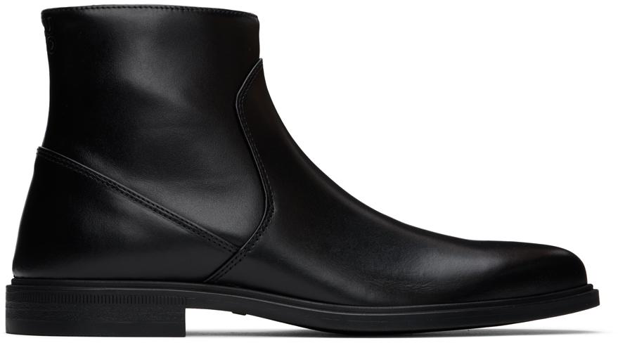 Hugo Black Leather Chelsea Boots IT 42 Boots BeyondStyle