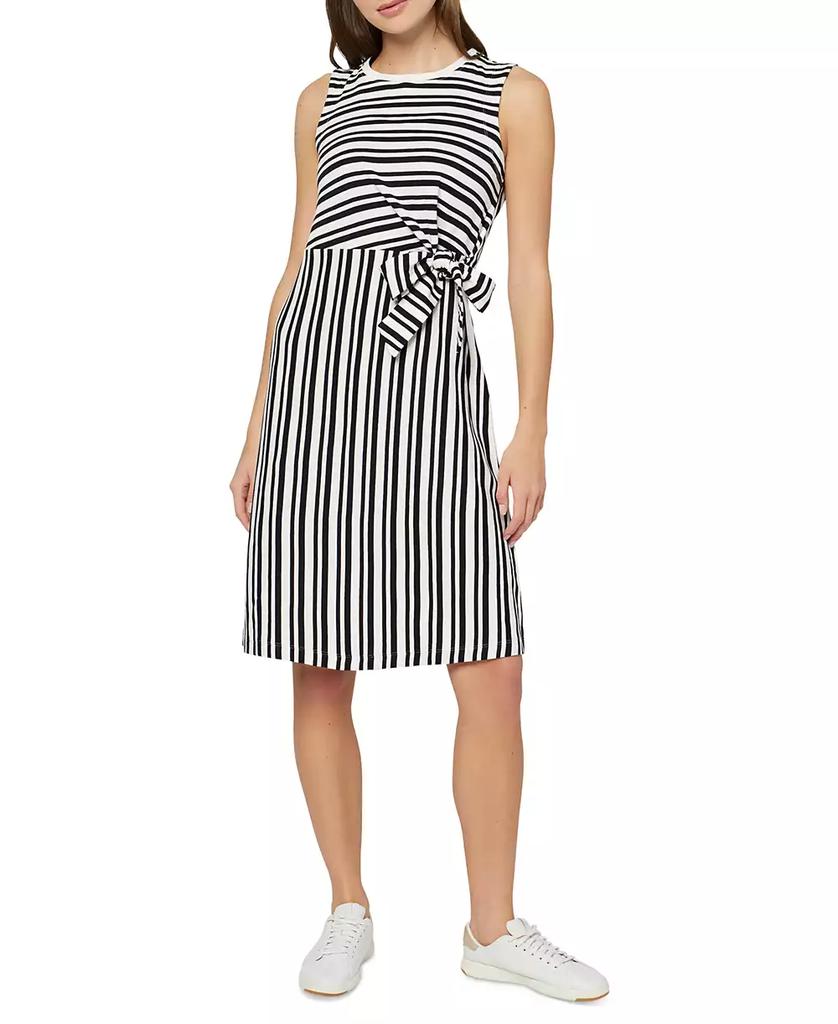 Three Dots Women's Karen Cotton Striped Side-Tie Dress