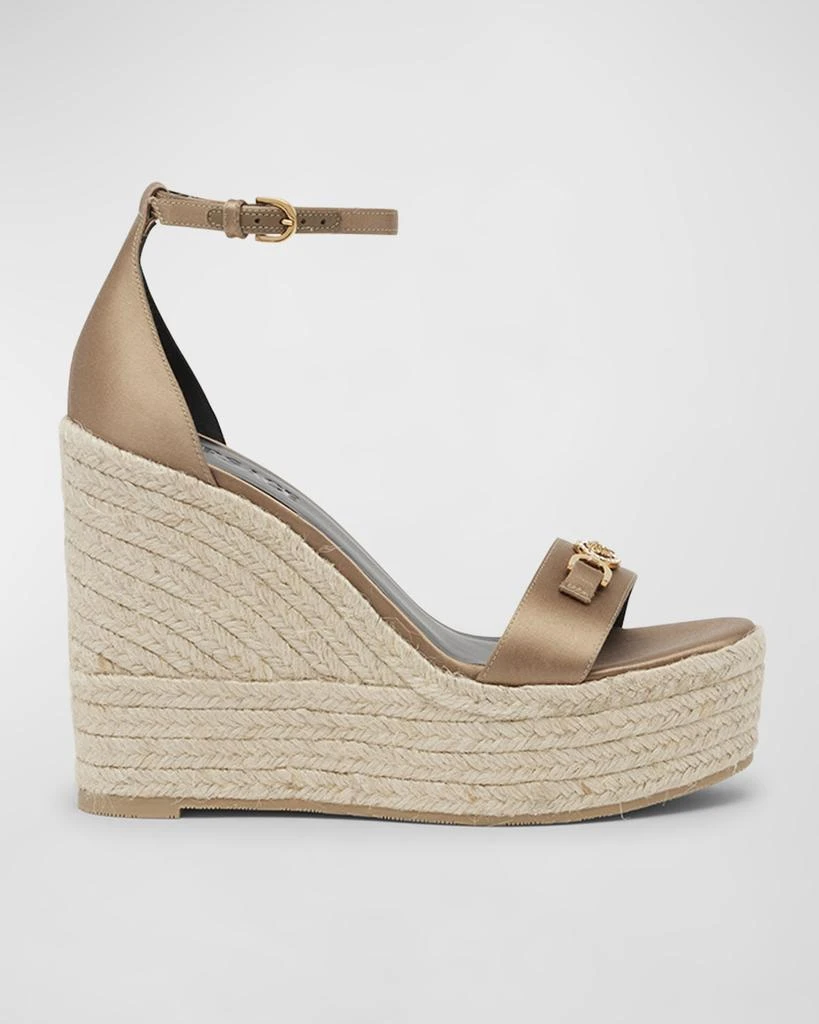 Versace Medusa Silk Ankle-Strap Wedge Espadrilles 1