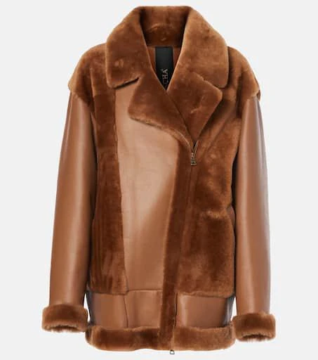 BLANCHA Shearling-trimmed leather jacket 1