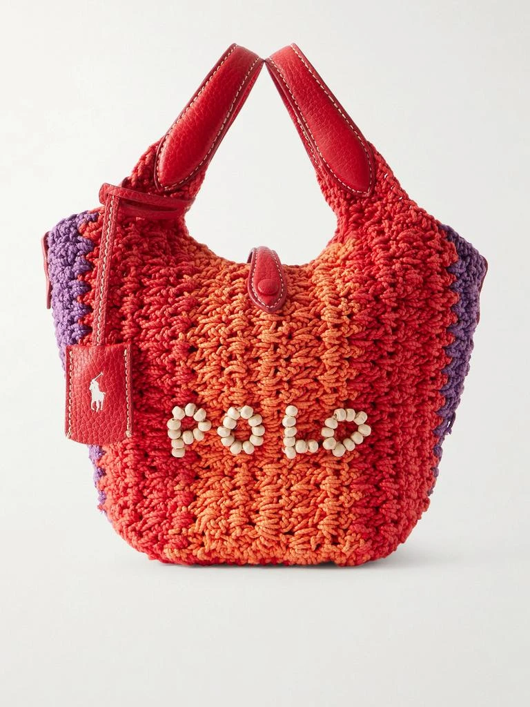 Ralph Lauren Polo Play Small Leather-trimmed Crocheted Bucket Bag