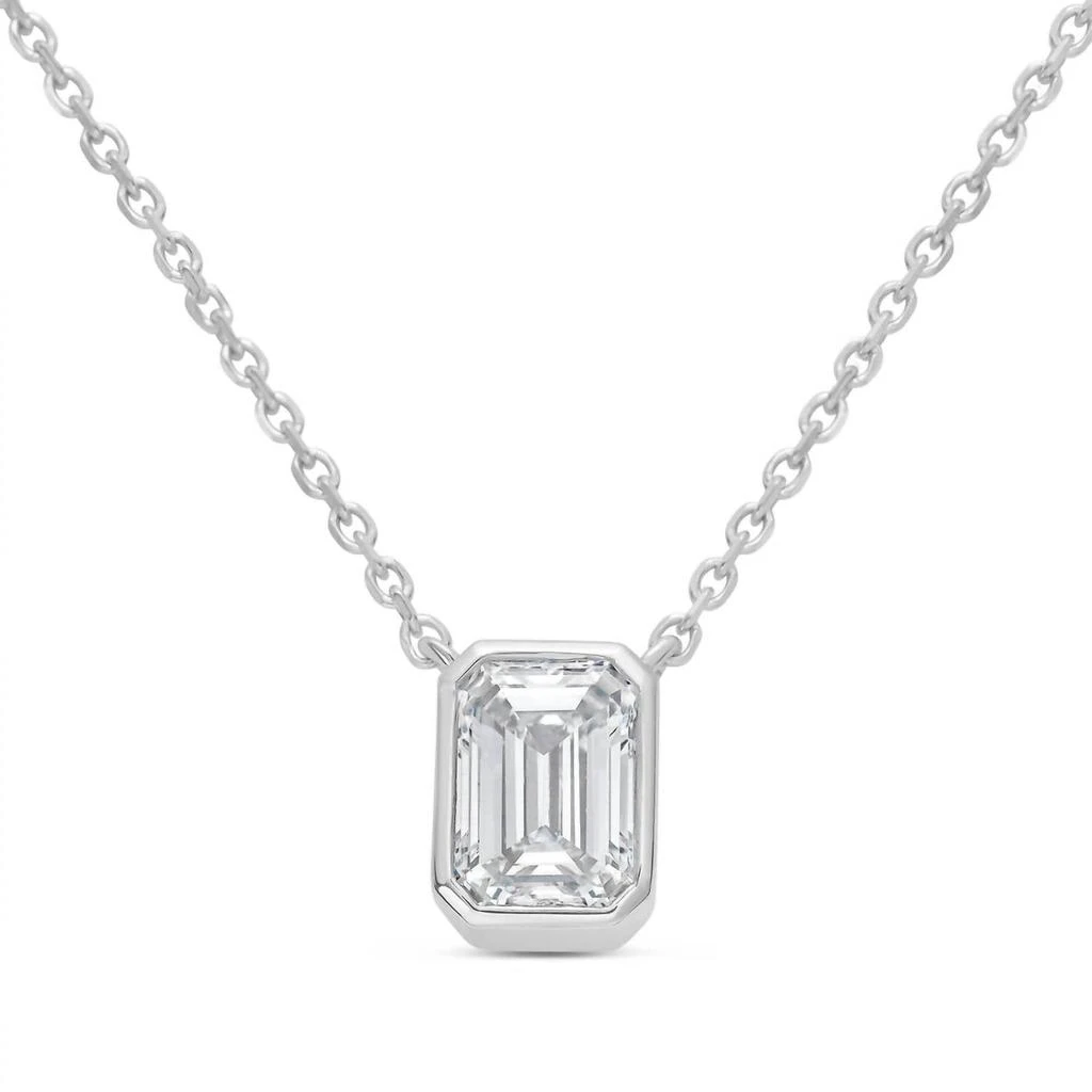Diana M Jewels Diana M Jewels - 7.00 Cts Lab Grown Emerald Bezel Pendant Necklace