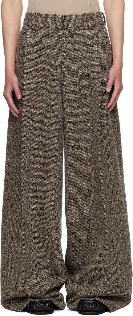 Dries Van Noten Beige Wide Pleated Trousers 1
