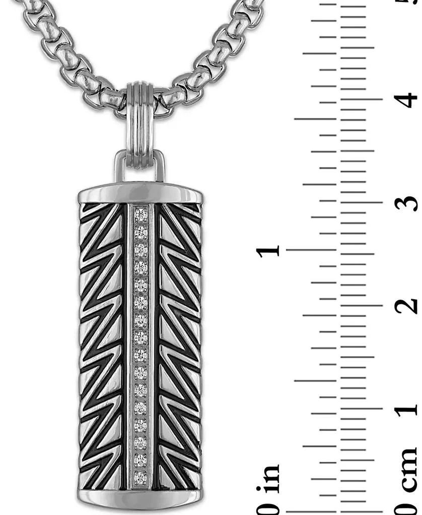 Esquire Men's Jewelry Diamond Dog Tag 22" Pendant Necklace (1/6 ct. t.w.) in Stainless Steel & Black Ion-Plated Stainless Steel 4