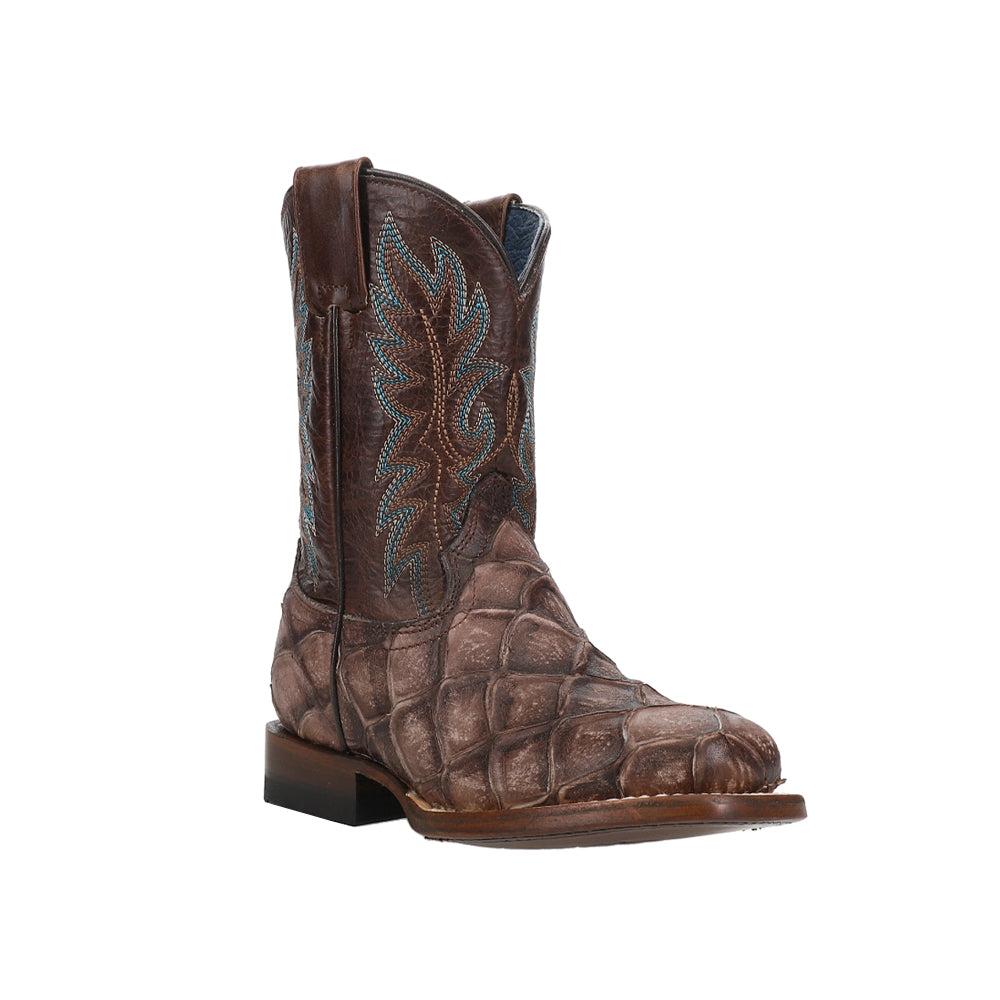 Roper River Pirarucu Print Square Toe Cowboy Boots (Little Kid)