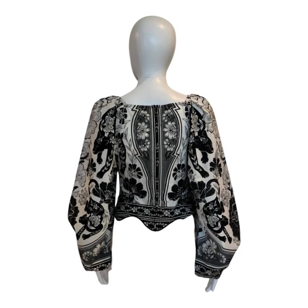 FARM Rio Flower Leopards Long Sleeve Blouse In Black & White 2