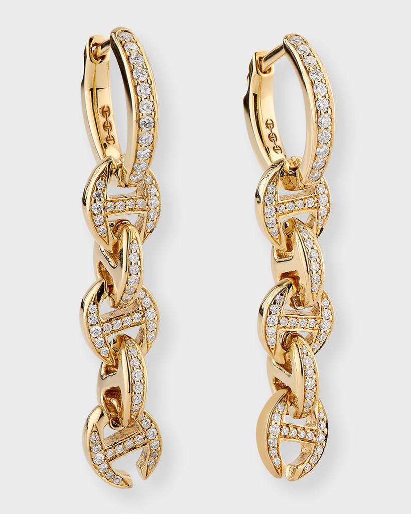 Hoorsenbuhs 18K Yellow Gold 5 Link Diamond Pave Drip Earrings