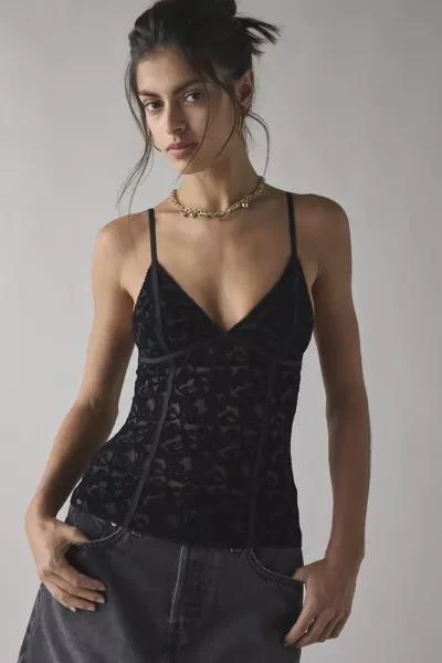 Out From Under Out From Under Je T'aime Semi-Sheer Flocked Mesh Cropped Cami 2