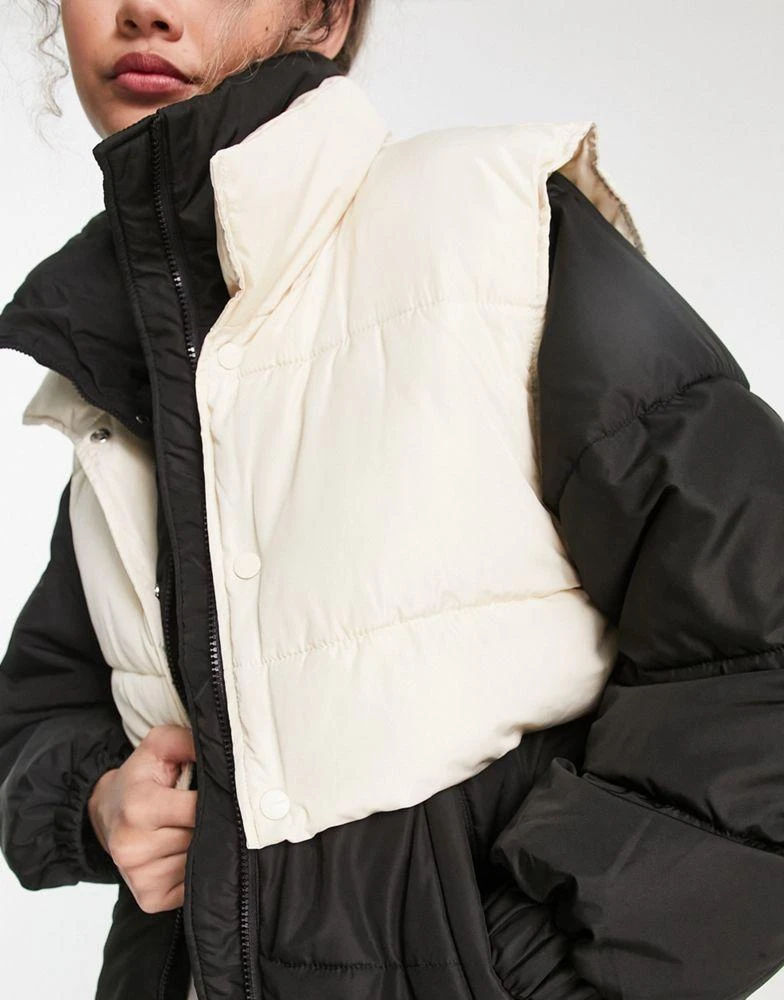 Sixth June Sixth June oversized longline puffer jacket with contrast removable gilet 4
