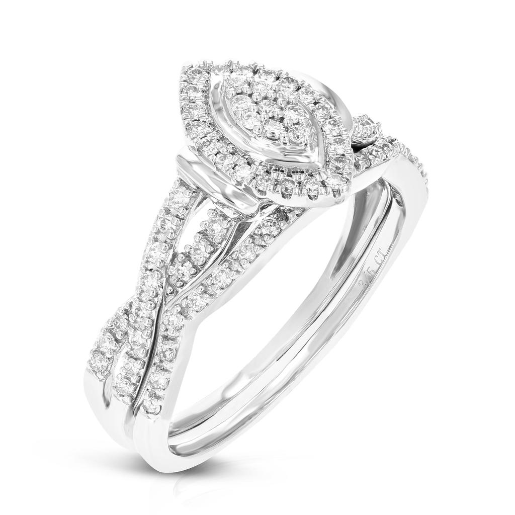 Vir Jewels 2/5 cttw Round Lab Grown Diamond Bridal Set .925 Sterling Silver Prong Set