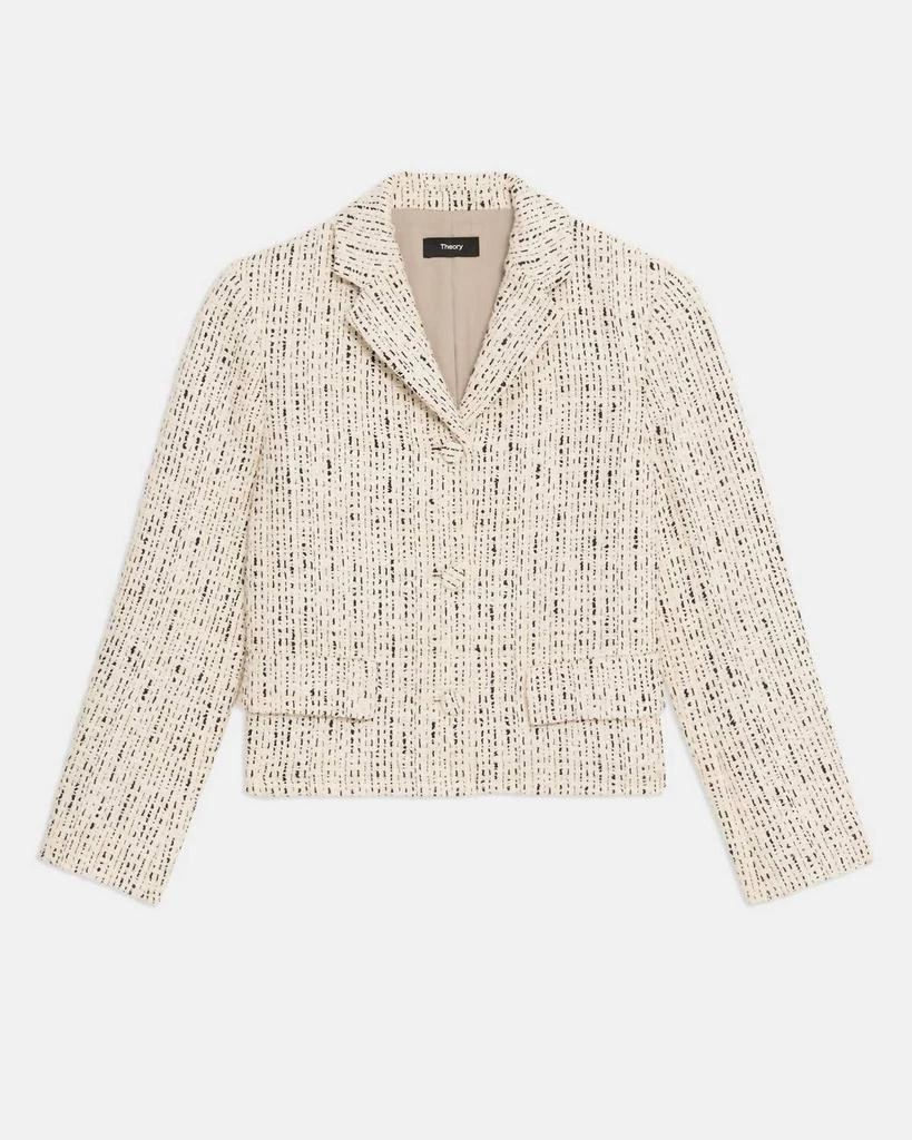 Theory Long Sleeve Tweed Jacket In Ivory 4