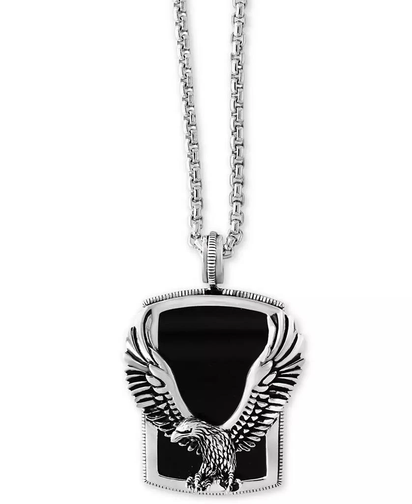 Effy EFFY® Men's Onyx (31 x 20mm) Eagle Pendant Necklace in Sterling Silver 1