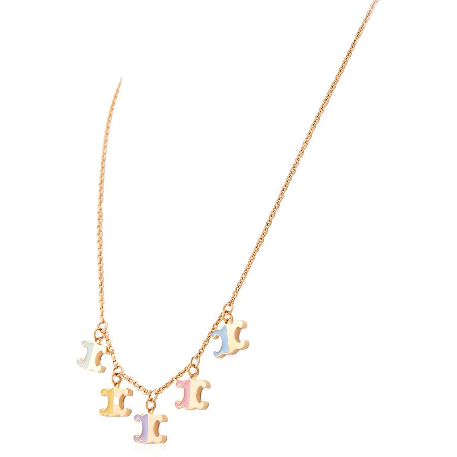 Celine Multicolor Logo Charm Necklace