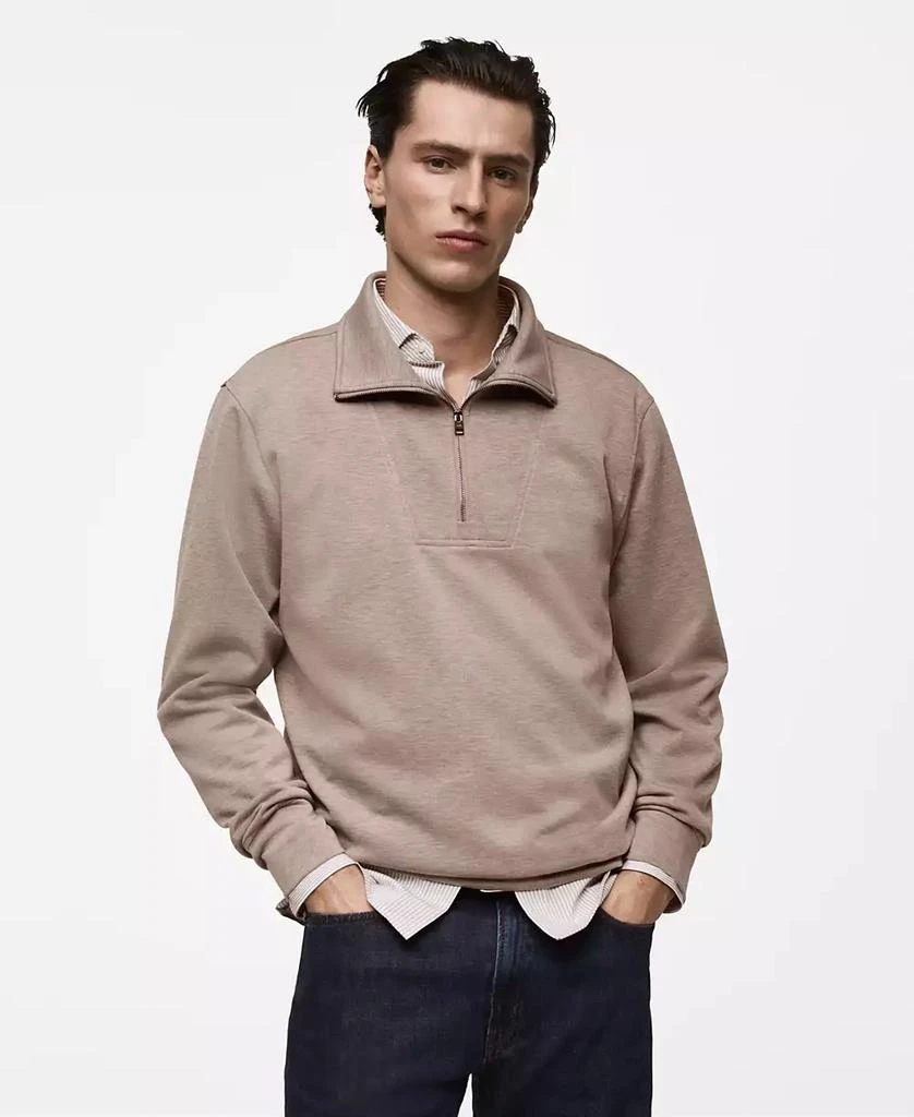 Mango Men's Funnel-Neck Quarter-Zip Sweatshirt 1