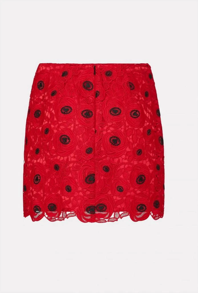 Milly Embroidered Lace Modern Mini Skirt In Red/black from Premium Outlets