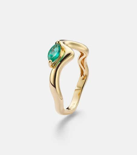 Shay Jewelry 18kt yellow gold (750/1000) ring with emeralds 4