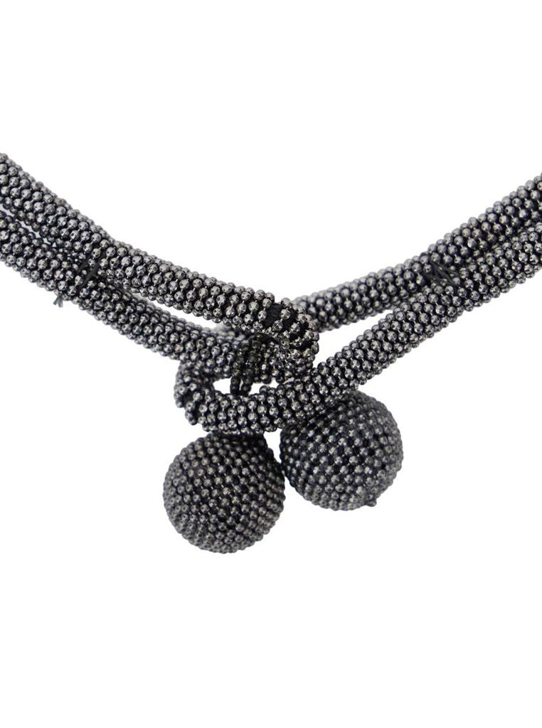 Shop Grey Necklace With Beaded Design And Rhinestone Shop Grey Necklace With Beaded Design And Rhinestone