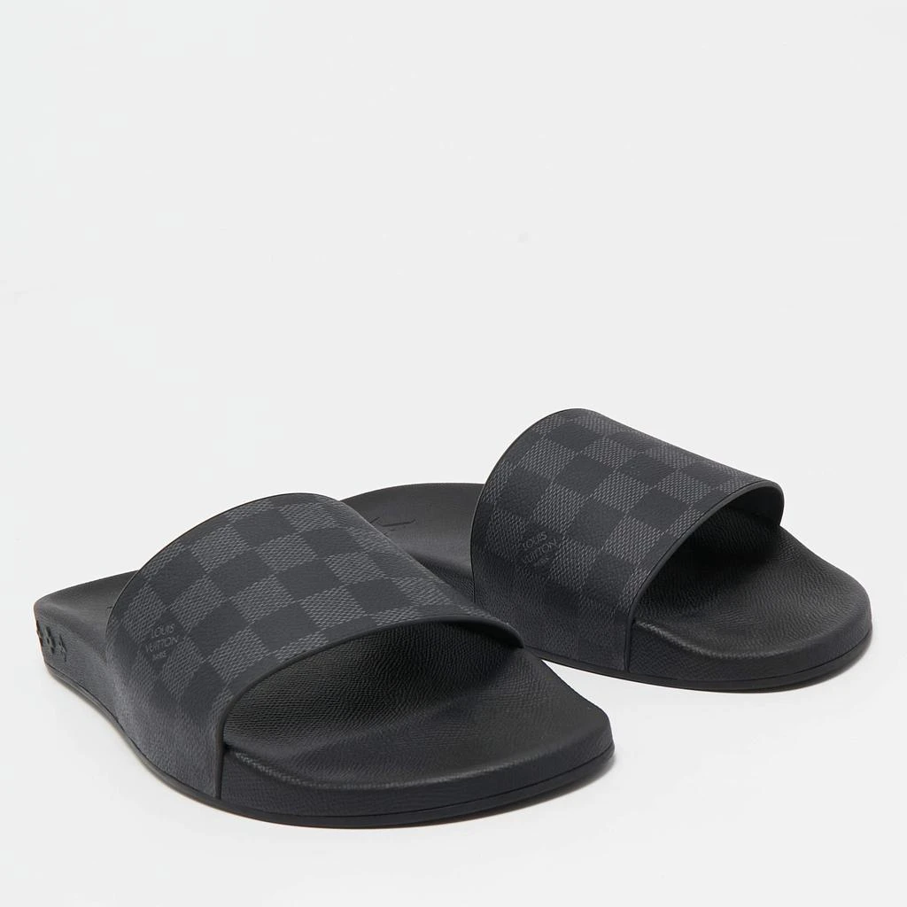 Louis Vuitton Louis Vuitton Black/Grey Rubber Graphite Waterfront Flat Slides Size 45 4