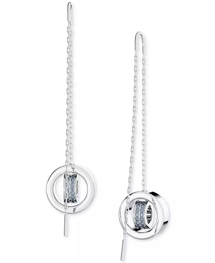 Swarovski Rhodium-Plated Color Pavé Interlocking Loop Threader Earrings 4