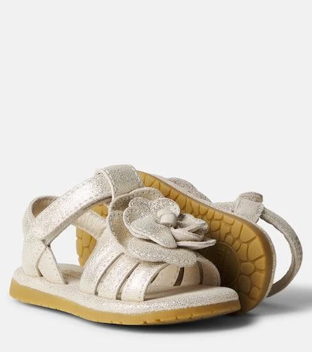 Donsje Baby Jiles floral-appliqué metallic leather sandals 5