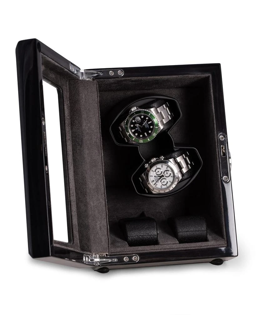 Bey-Berk Men's High Lacquer Ash Wood Watch Winder Storage Case 5