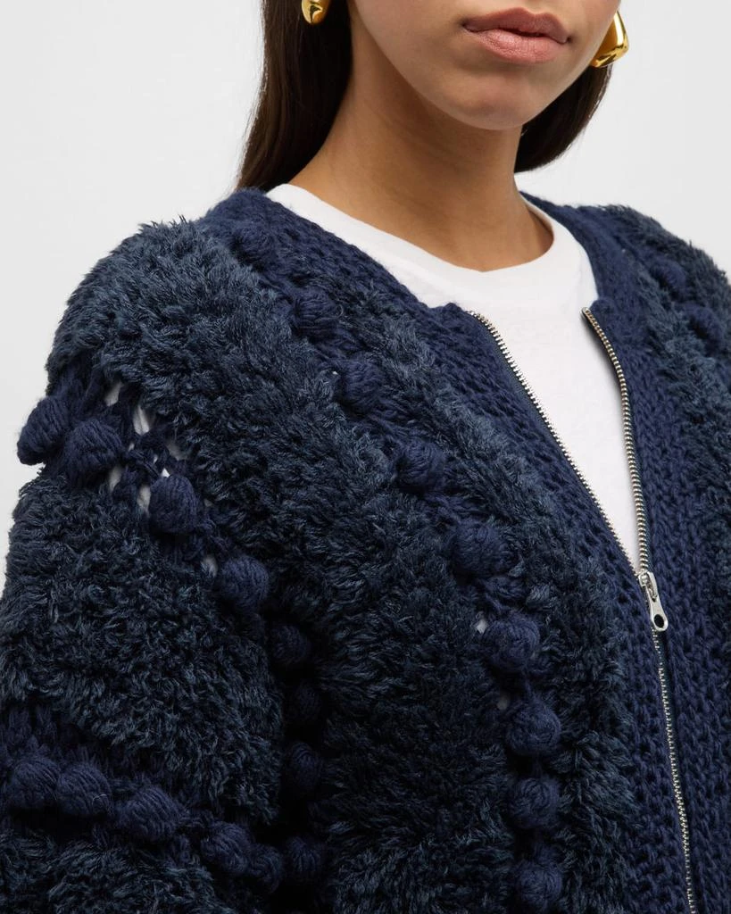 FRAME Zip-Front Pom Pom Cardigan 6