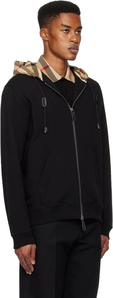 Burberry Black Check Hood Cotton Zip Hoodie 2