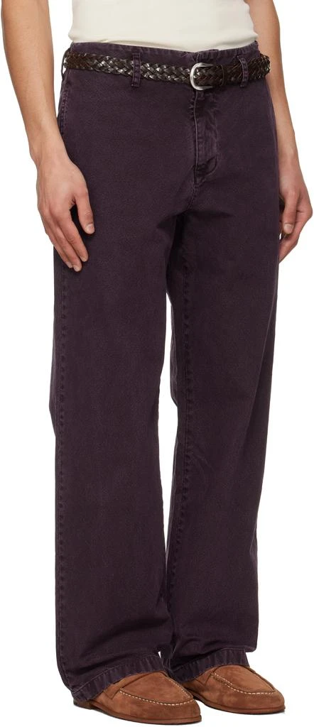 TONYWACK Burgundy Garment Dyed Cotton Straight Trousers 2