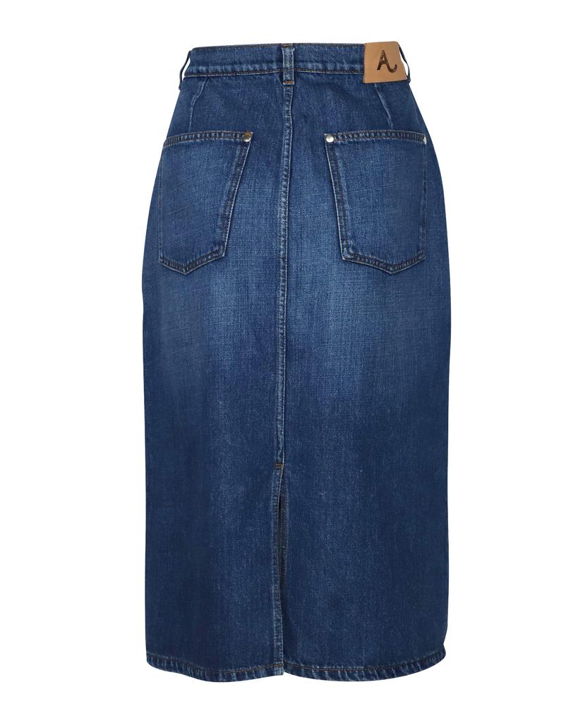 ALEXACHUNG Alexa Chung Denim Midi Skirt in Blue Cotton