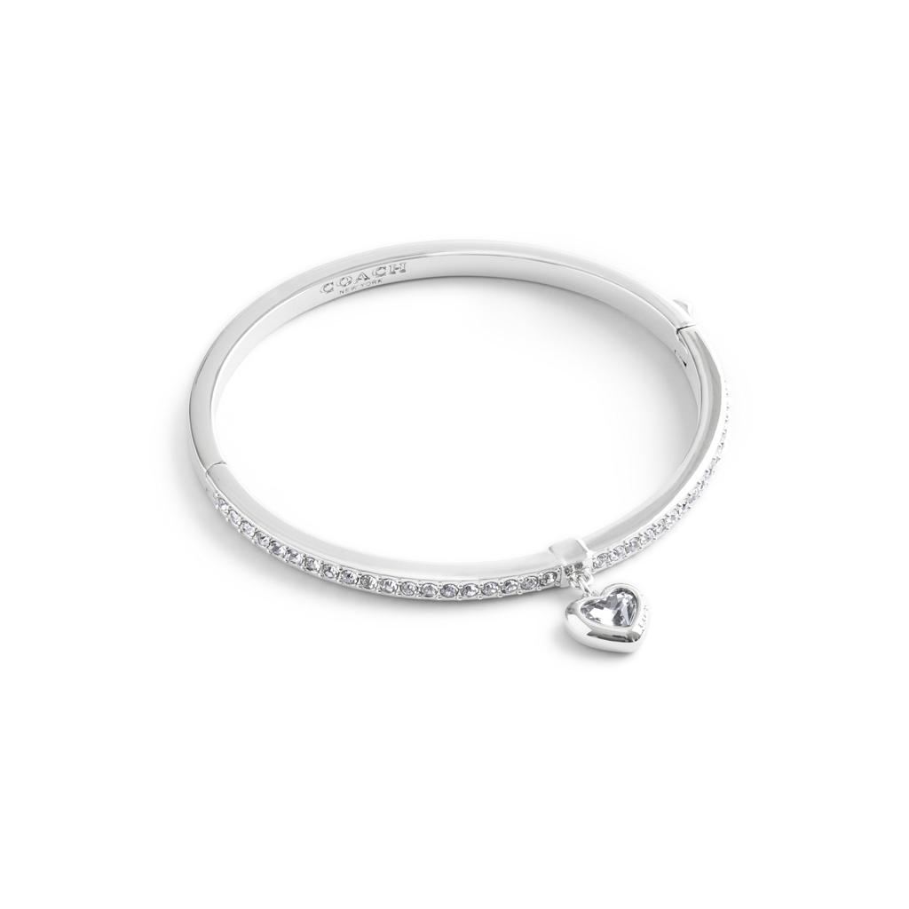 COACH Stone Heart Charm Bangle Bracelet