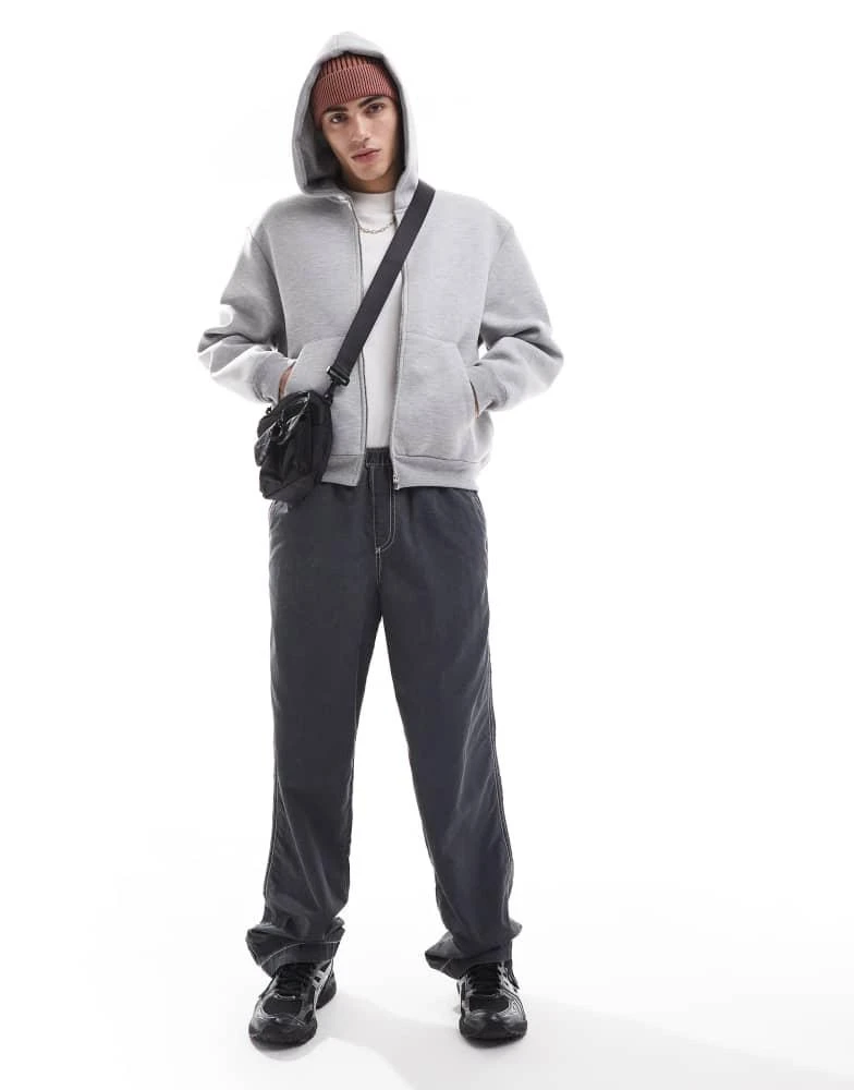 ASOS ASOS DESIGN heavyweight boxy oversized scuba hoodie in grey marl 2