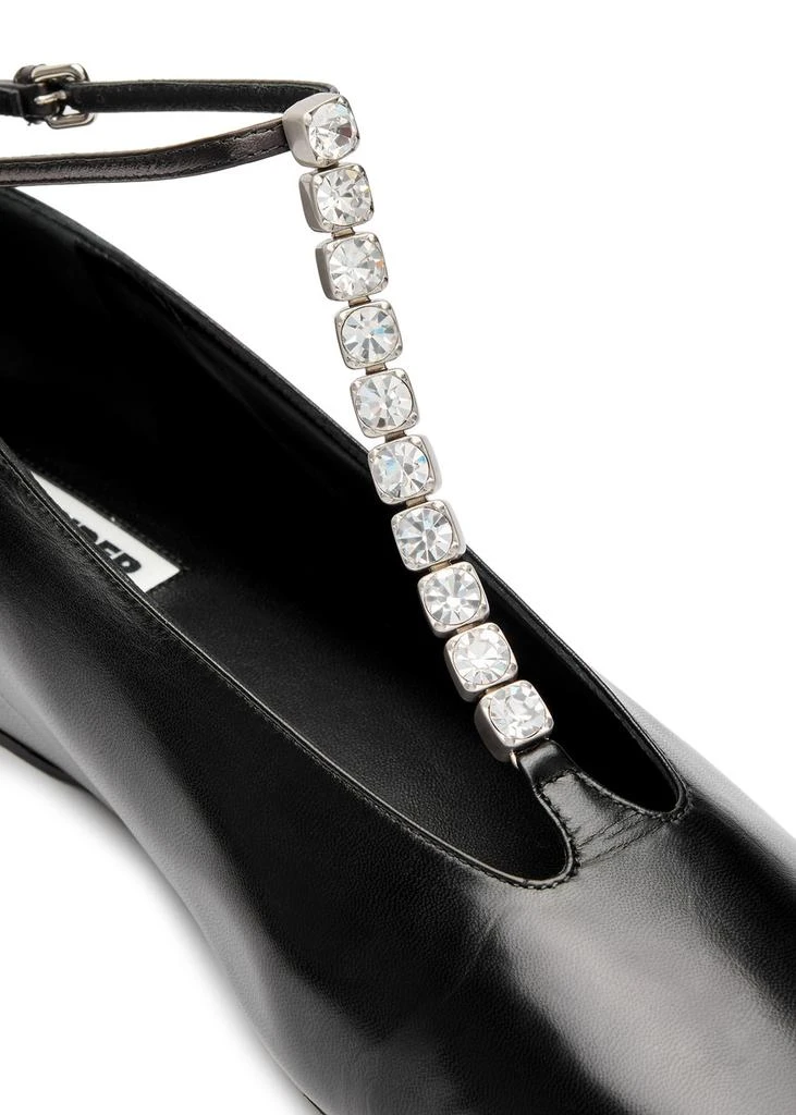 Jil Sander Crystal-embellished leather ballet flats 4