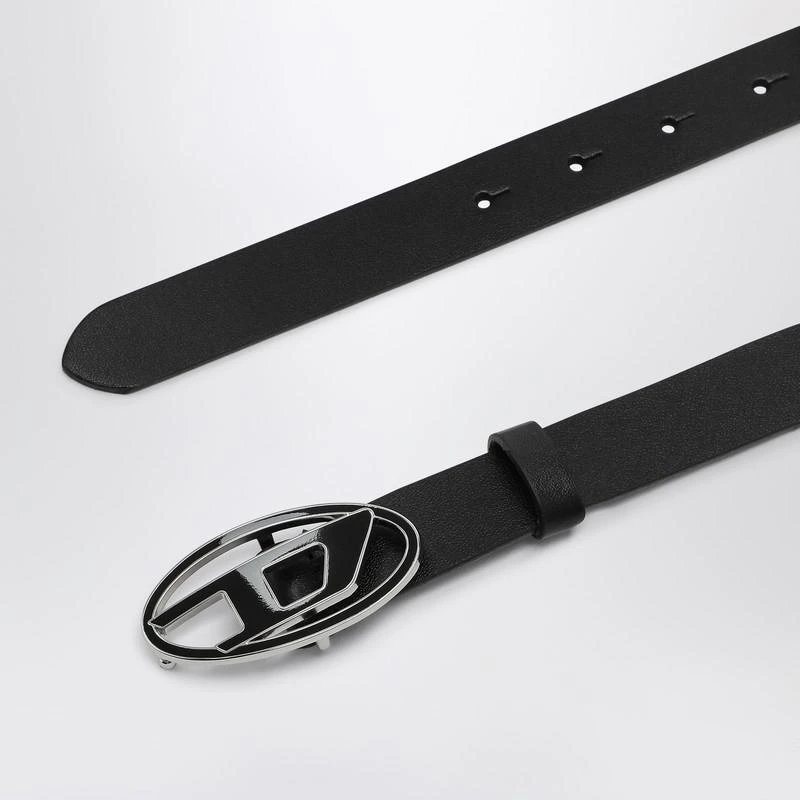 Diesel Black leather belt with Oval D buckle 3