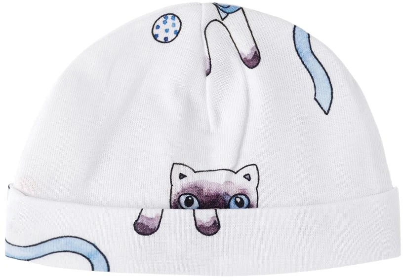 Mini Rodini Baby White Siamese Cat Beanie 2