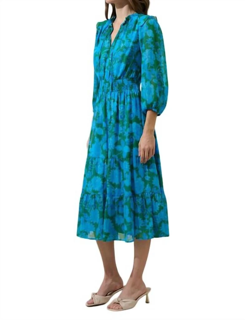 Sugarlips Sugarlips - Akeem Floral Henri Smocked Midi Dress 3
