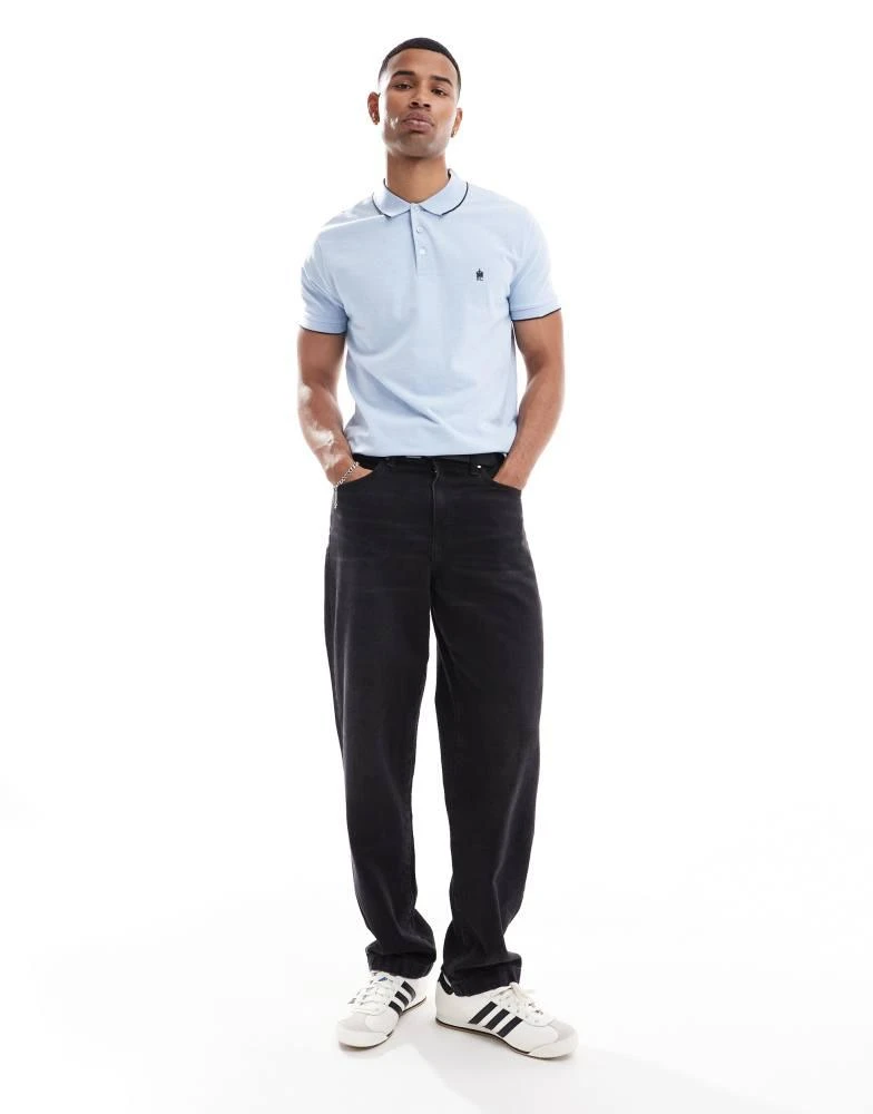 French Connection Mens French Connection single tipped polo in sky blue 2