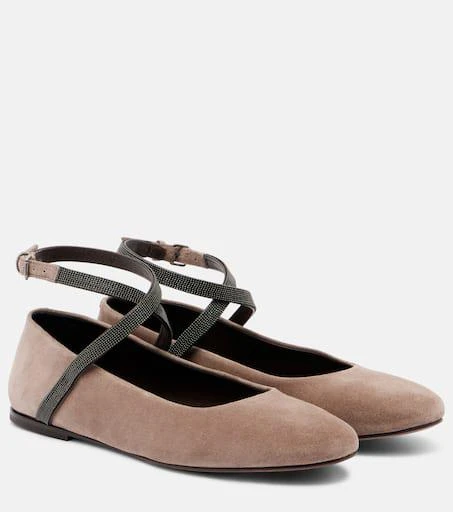 Brunello Cucinelli Monili suede ballerina flats 1