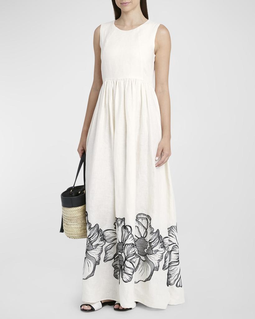 Kiton Sleeveless Floral Embroidered Maxi Dress