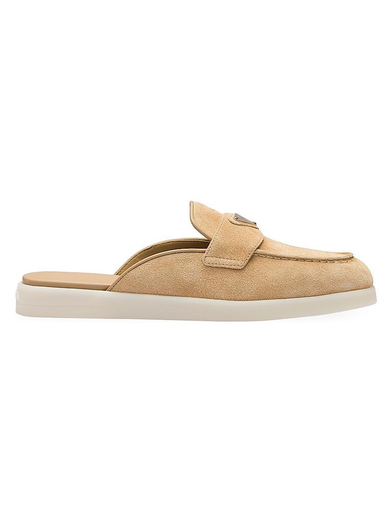Prada Evolve shearling-lined suede platform mules - Slippers