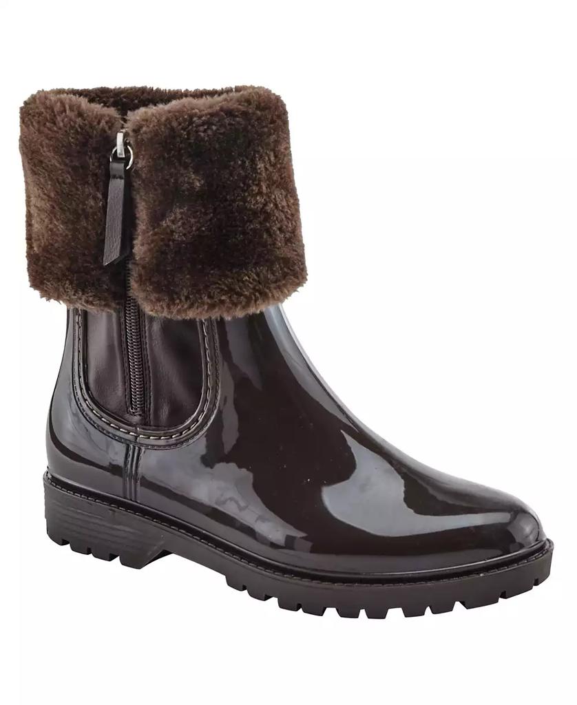 Spring Step Wellies Faux Fur Trim Waterproof Rain Boot with Zipper and Padded Insole