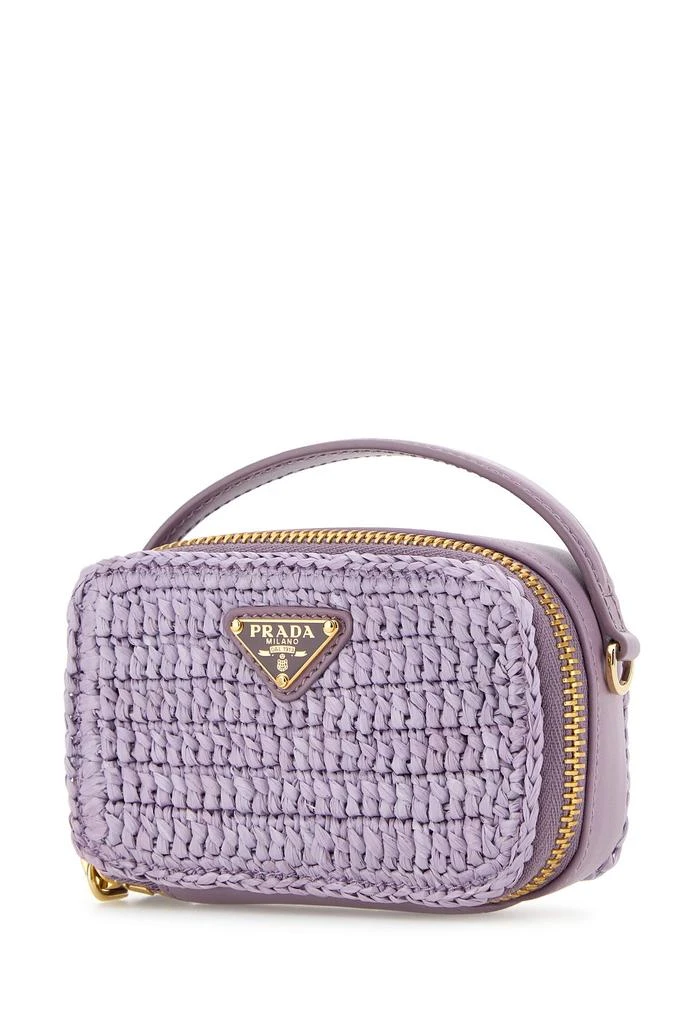 Prada Lilac leather and raffia pouch 1