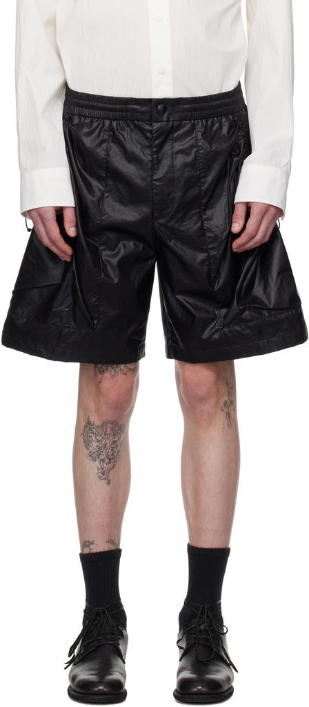Solid Homme Black Coated Shorts