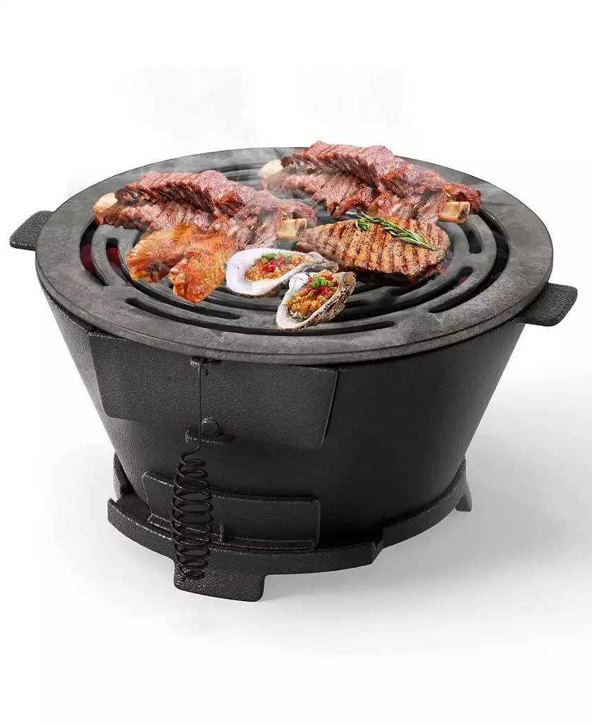 Ecooso 12 Inch Double-Sided Grate Round Hibachi Grill Outdoor Portable Charcoal Stove