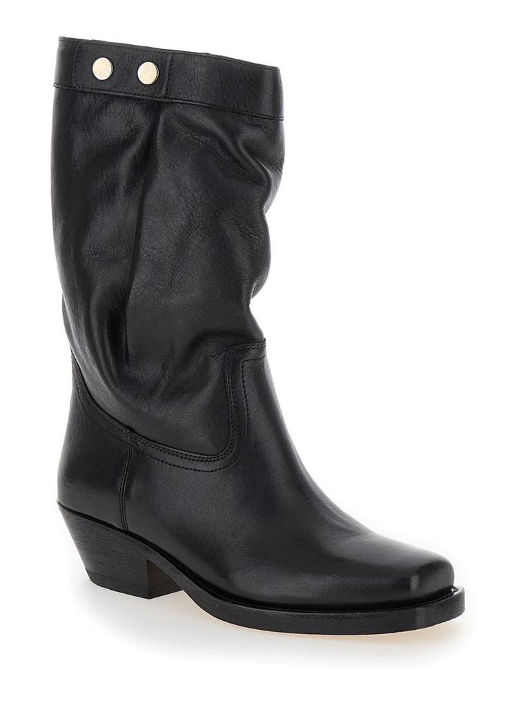 Isabel Marant 'Ademe' Black Biker Boots With Buttons In Leather Woman