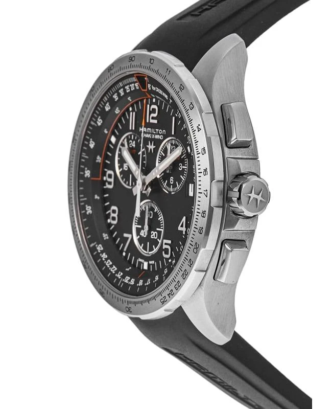 Hamilton Hamilton Khaki Aviation X-Wind GMT Chrono Quartz Black Dial Rubber Strap Men's Watch H77912335 3