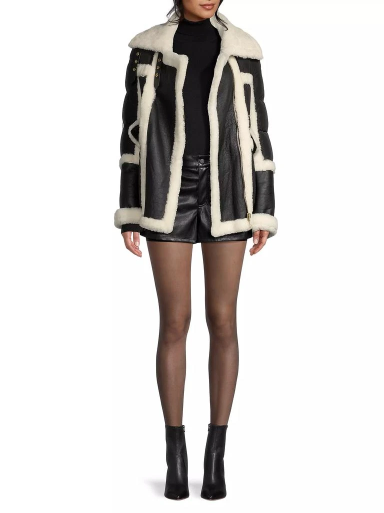 Nicole Benisti Mixed Media Shearling Down Moto Jacket 2