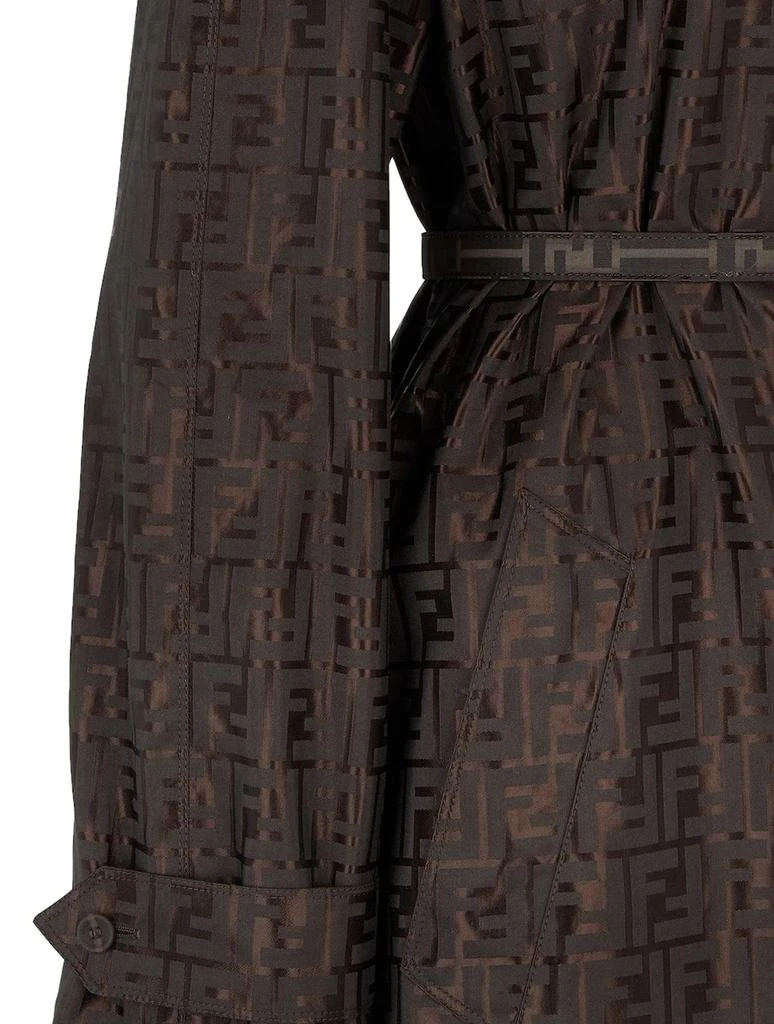 Fendi Brown FF jacquard fabric trench coat 4