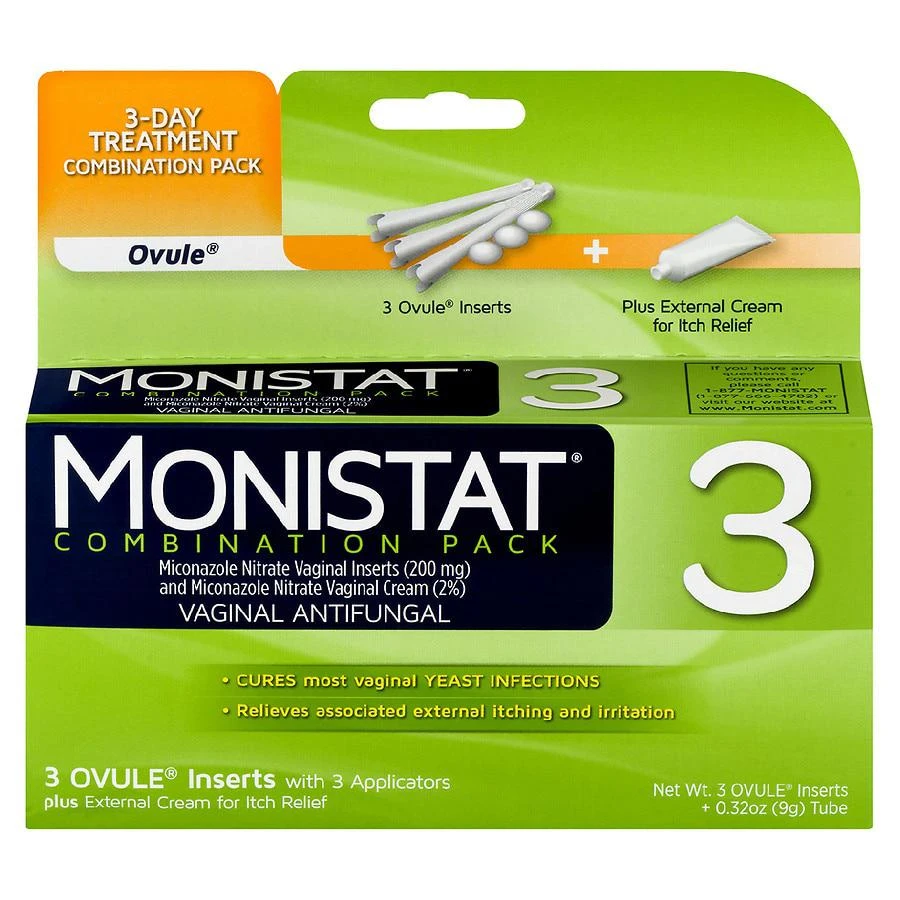 Monistat 3 Day Ovule Inserts Plus External Cream Combination Pack
