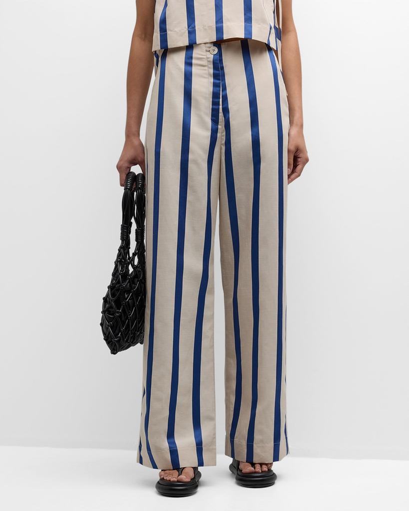 BONDI BORN Maine Tailored Wide-Leg Linen-Blend Pants